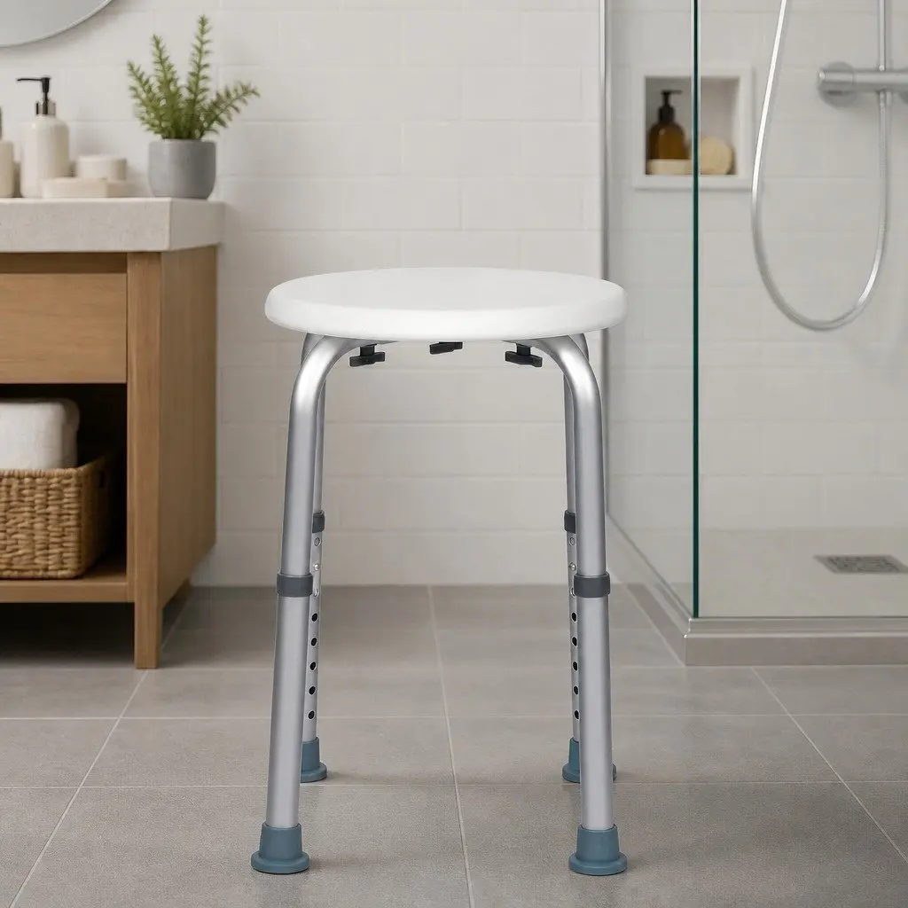 Adjustable Shower Chair 35-53cm Non Slip Safety Bathroom Stool