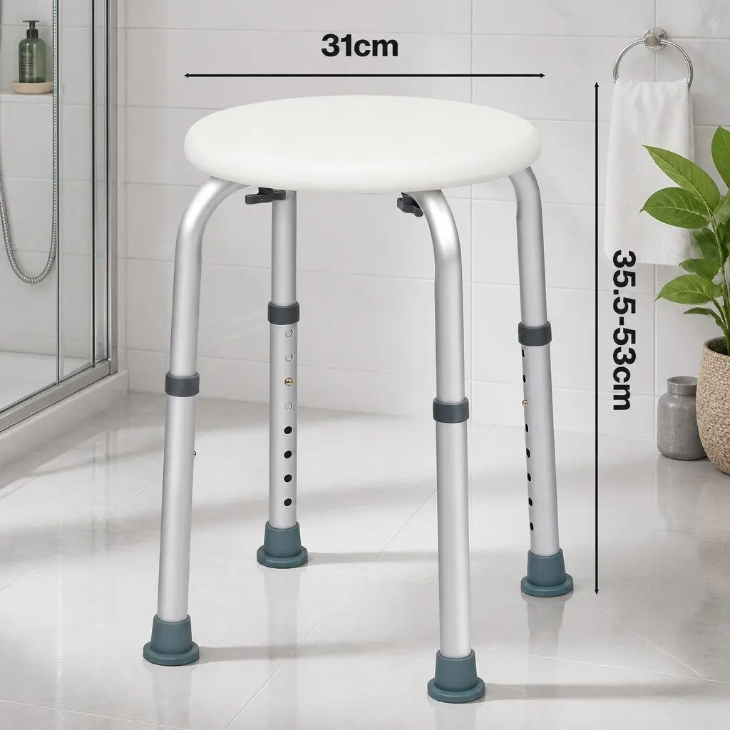 Adjustable Shower Chair 35-53cm Non Slip Safety Bathroom Stool