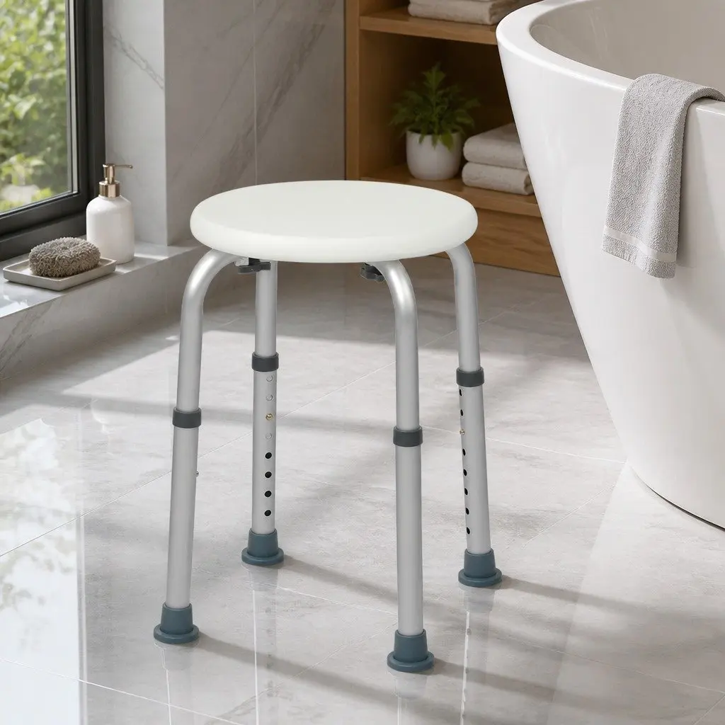 Adjustable Shower Chair 35-53cm Non Slip Safety Bathroom Stool