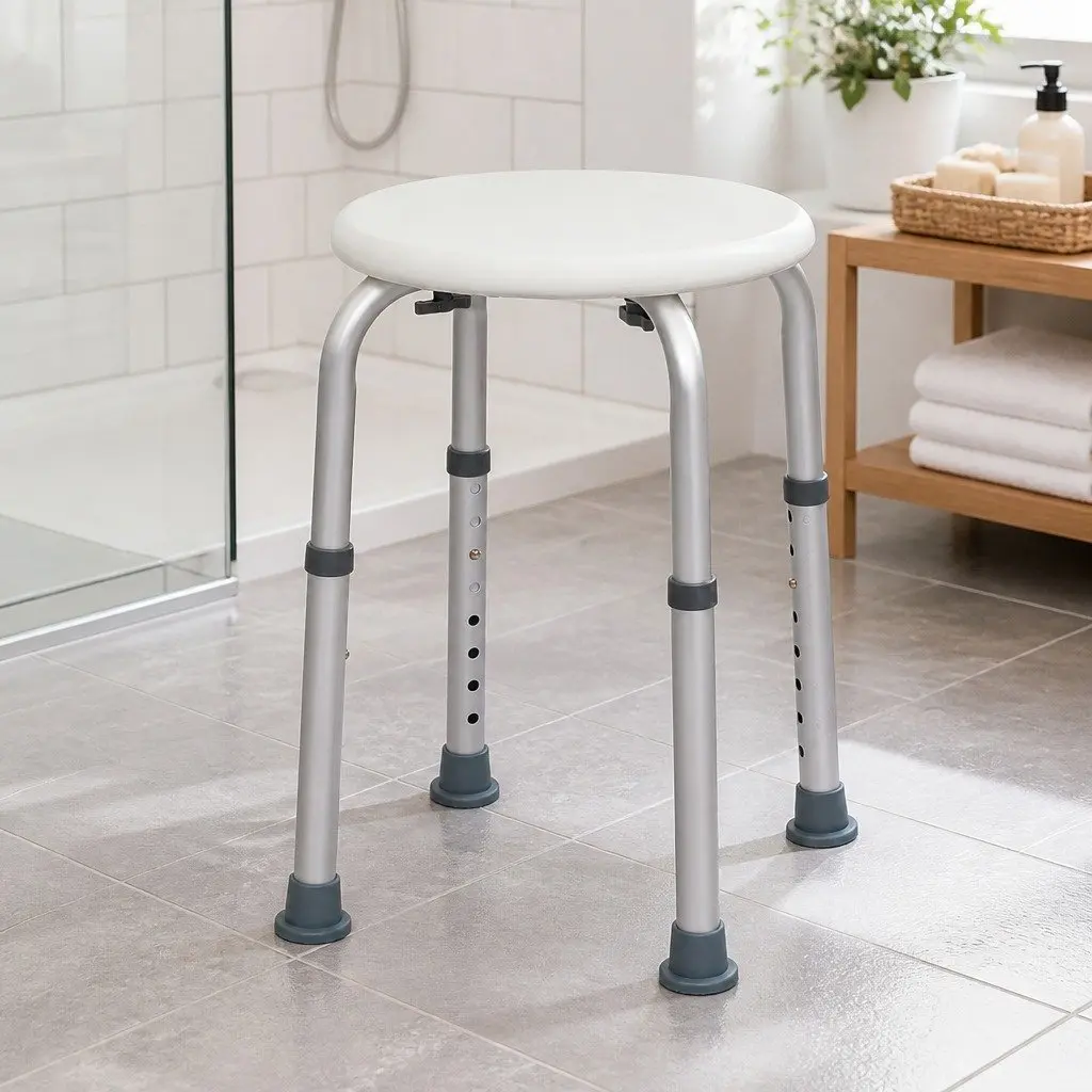 Adjustable Shower Chair 35-53cm Non Slip Safety Bathroom Stool