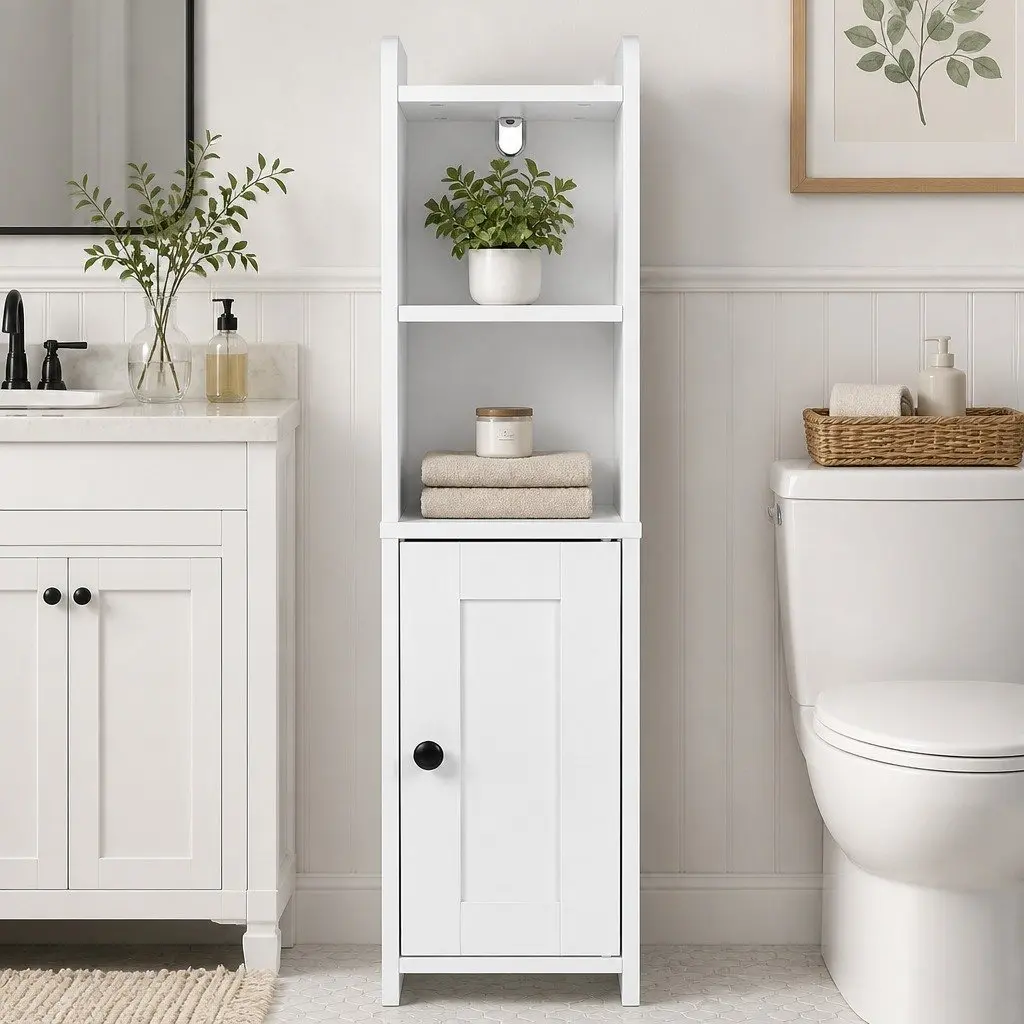 Bathroom Storage Cabinet Slim Organiser Toilet Paper Storage 78.5cm White