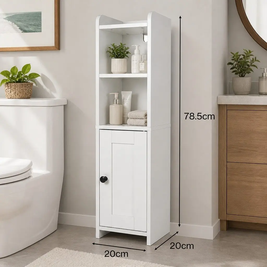 Bathroom Storage Cabinet Slim Organiser Toilet Paper Storage 78.5cm White