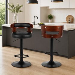 Enhance Your Space with 2x Gas Lift Bar Stools in Black