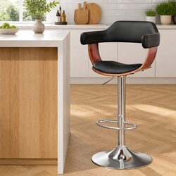 Modern Black Bar Stool with Gas Lift and Stylish Design