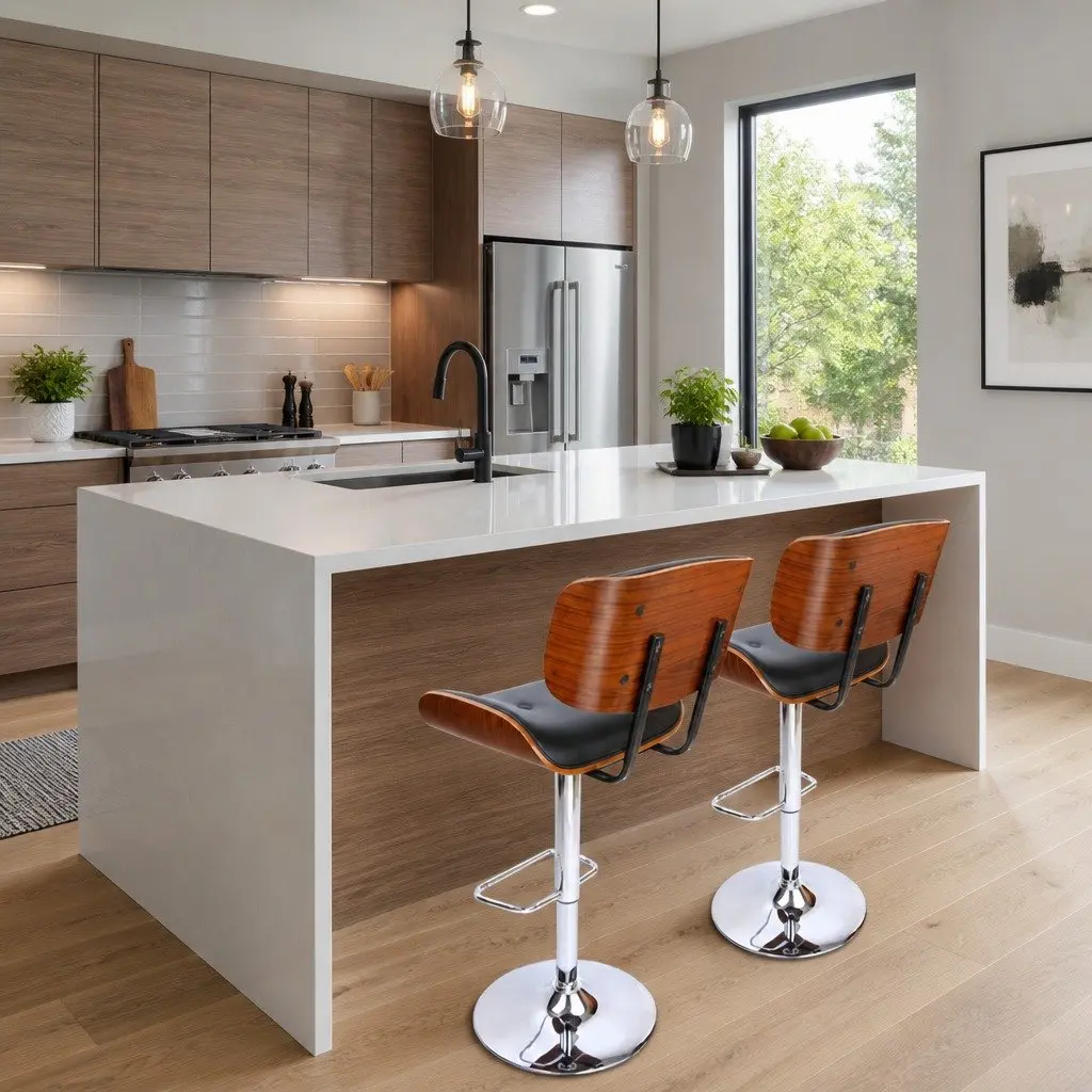Bar Stools Set of 4 Height Adjustable Gas Lift Swivel Padded Seat Chrome Base