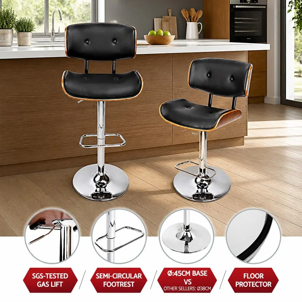 Bar Stools Set of 4 Height Adjustable Gas Lift Swivel Padded Seat Chrome Base