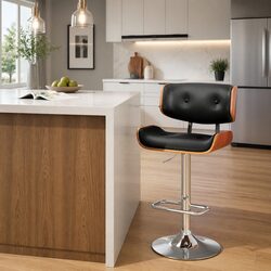 Bar Stools Gas Lift Swivel Black Padded Seat Chrome Base Height Adjustable