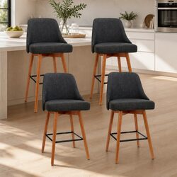 Stylish Set of 4 Swivel Bar Stools for Home Use in Charcoal