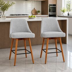 Elegant Light Grey Swivel Bar Stools for Modern Living