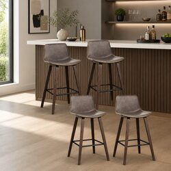 Enhance Your Space with Brown PU Leather Bar Stools Set
