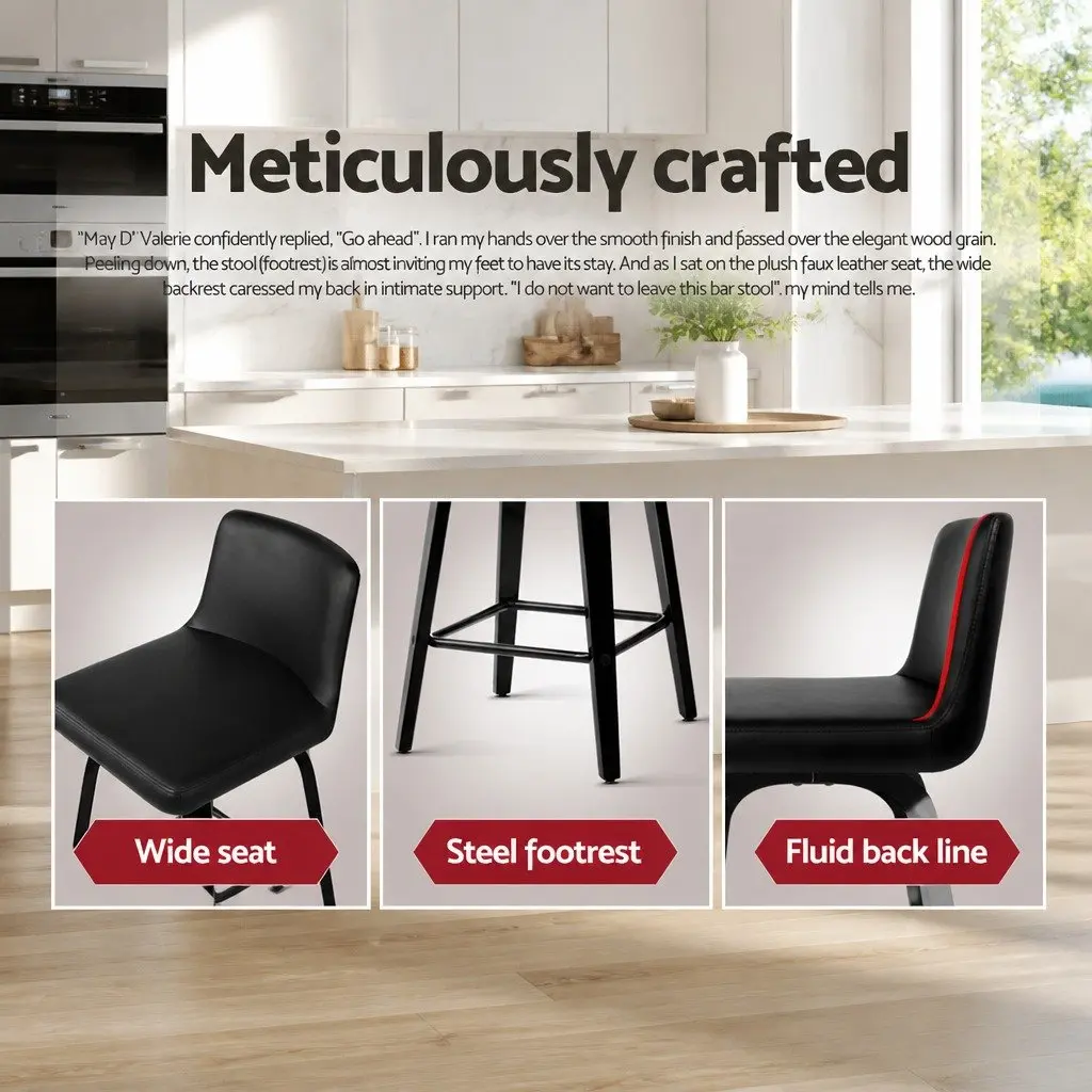 Bar Stools Set of 4 Swivel Kitchen Dining Chairs with Curved Backrest Black