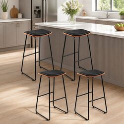 Enhance Your Kitchen with Black Padded Bar Stools - 4 Pack
