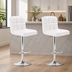 Elevate Your Space with Adjustable White Bar Stools - 2 Pack