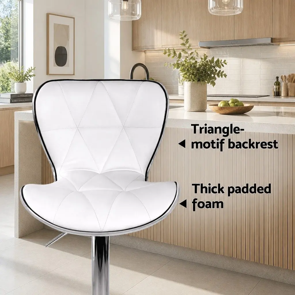Bar Stools 4 Piece Gas Lift Swivel Padded Seat White Chrome Base Modern Furniture