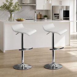 Enhance Your Space with Adjustable White Bar Stools - 2 Pack