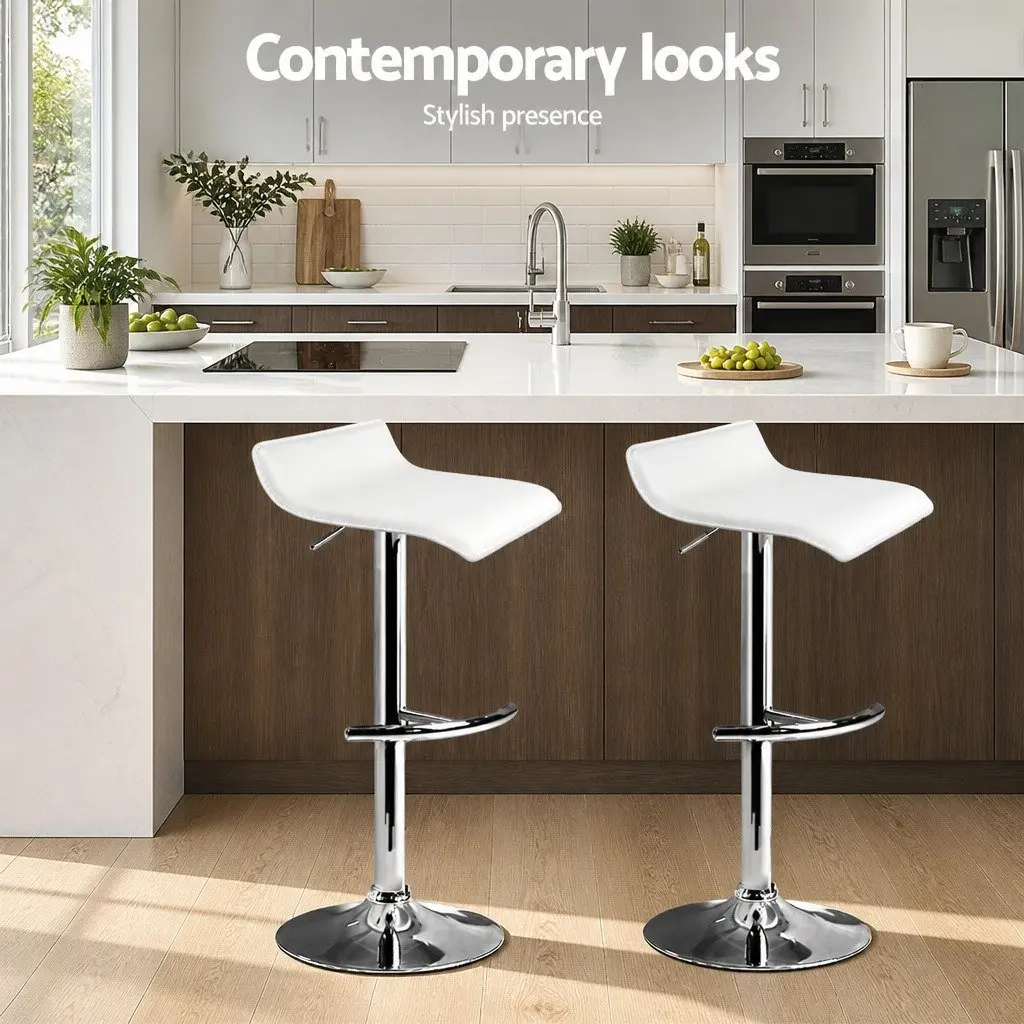 Bar Stools Adjustable Height 360° Swivel Seat White 2 Pack