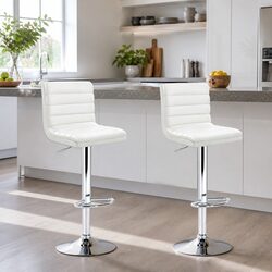 Elevate Your Space with These White Gas Lift Bar Stools