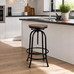 Elevate Your Space with an Adjustable Wooden Seat Bar Stool