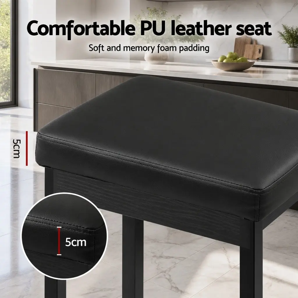 Bar Stools Set of 2 PU Seat Metal Frame Kitchen Counter Dining Chairs