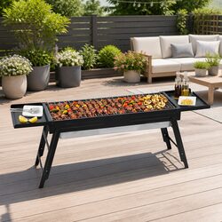 Space-Saving Charcoal BBQ Grill for Camping Enthusiasts