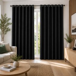 Transform Your Space with Black Blockout Curtains 300x230cm