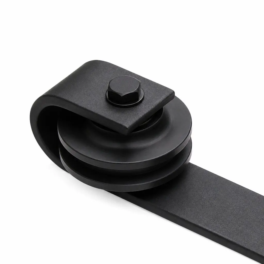 Sliding Barn Door Track Kit 3m to 6.1m Double Door Hardware Rail System Heavy Duty Black Powder Coated Carbon Steel