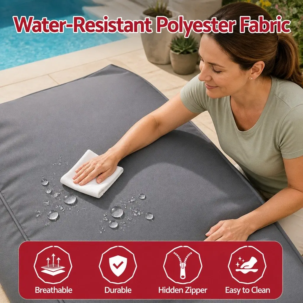 Bean Bag Chair Cover Grey Ergonomic L-Shape Water-Resistant