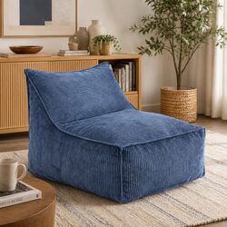 Transform Your Space with the L-Shaped Blue Bean Bag Cover