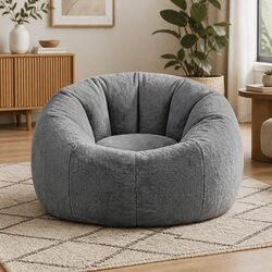 Enhance Your Space with a Large Round Grey Bean Bag Cover