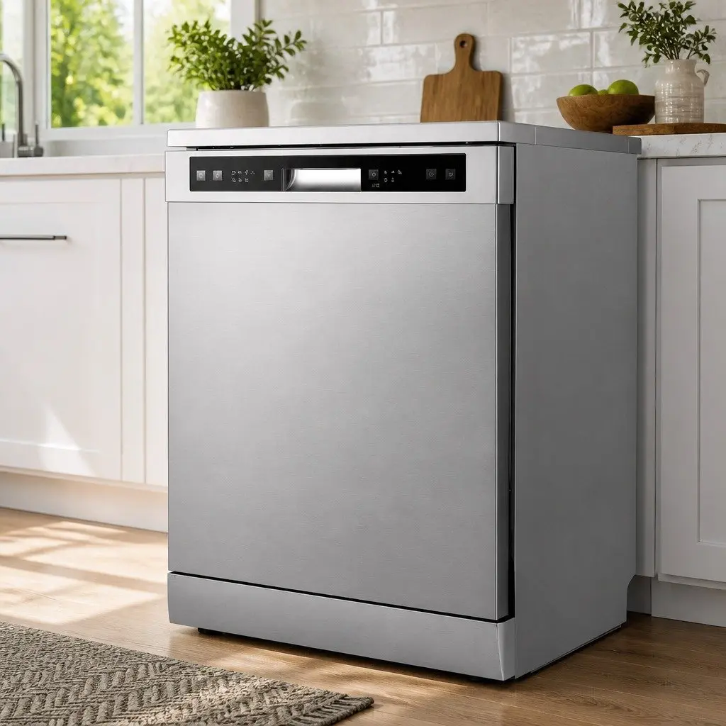 Dishwasher Silver Stainless Steel Tub 60cm 14 Place Settings 6 Cleaning Programs LED Display