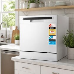 Benchtop Dishwasher 8 Place Settings White Compact Freestanding Kitchen