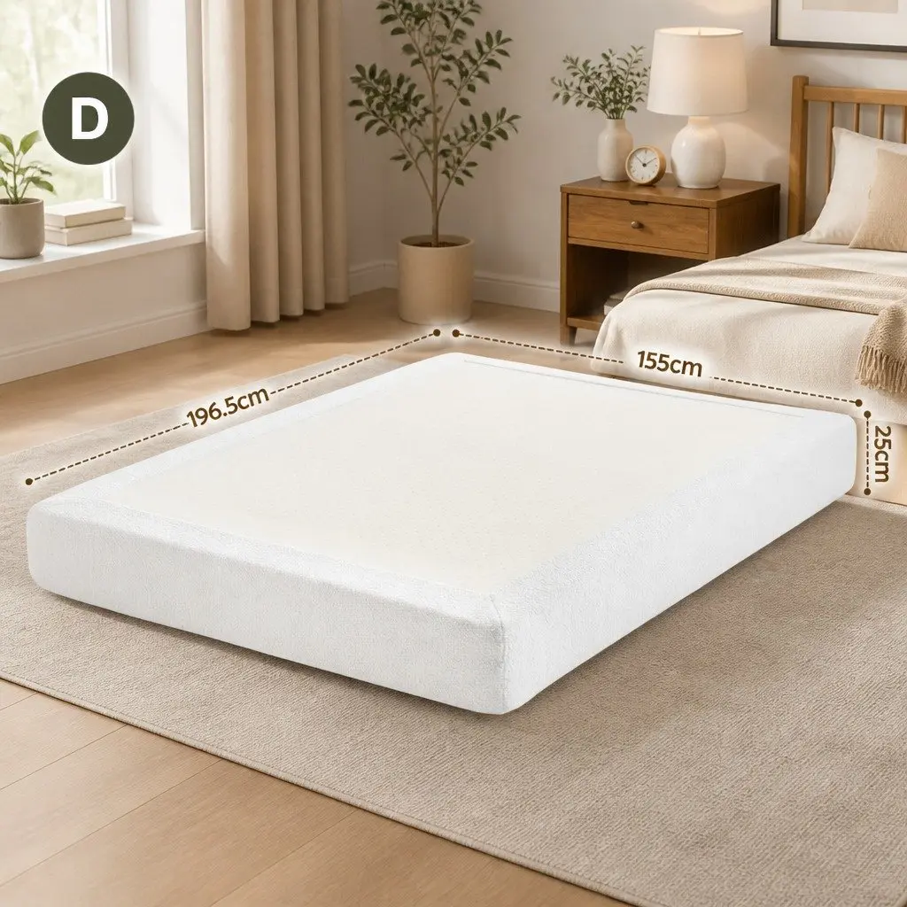 Compression Bed Frame Double Size No Assembly High Density Sponge Boucle Texture