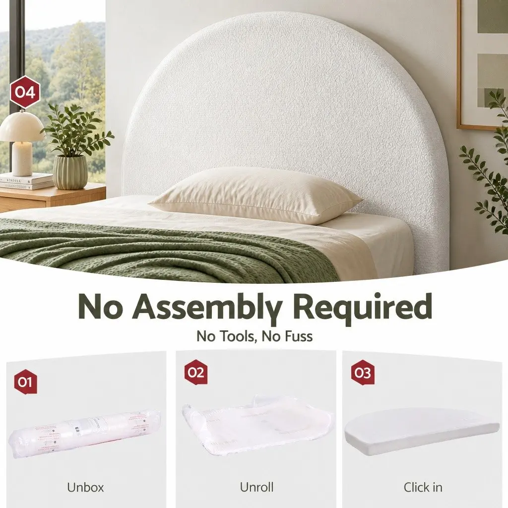 Queen Size Headboard 171cm Semi-Round Boucle Fabric No Assembly