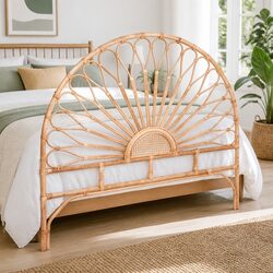 Pine Rattan Double Bed Headboard - Elevate Your Bedroom