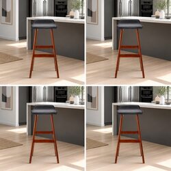 Enhance Your Space with 4 Black Bar Stools Featuring Padding