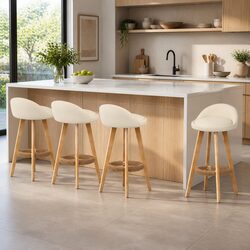 Upgrade Your Dining Space with 4 Beige Bar Stools