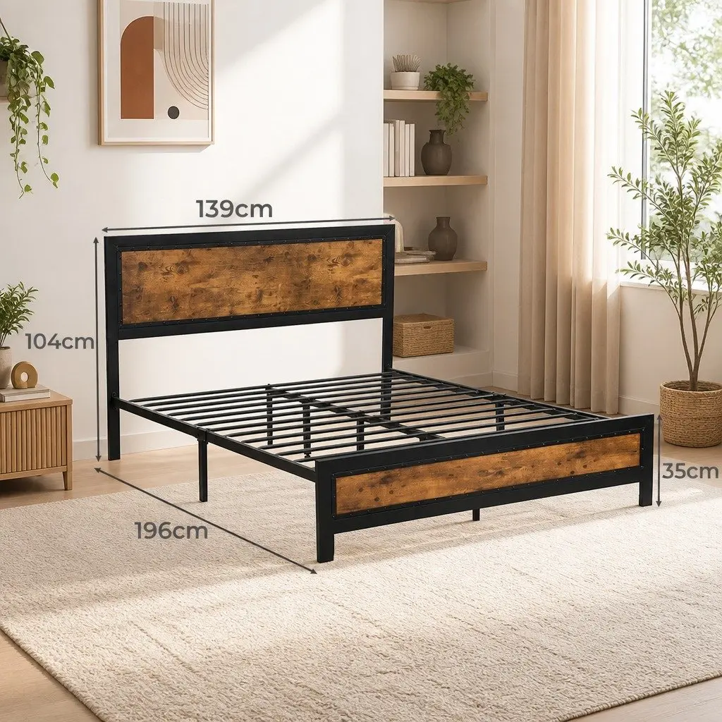 Double Bed Frame Double Size Steel Slats Support