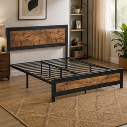 Queen Bed Frame with Steel Slats for Enhanced Bedroom Space