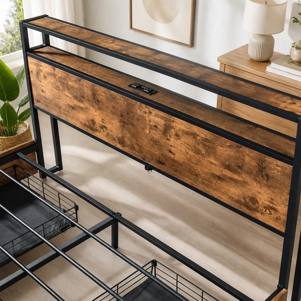 Queen Bed Frame with RGB LED Lighting Storage Drawers USB Charging Headboard