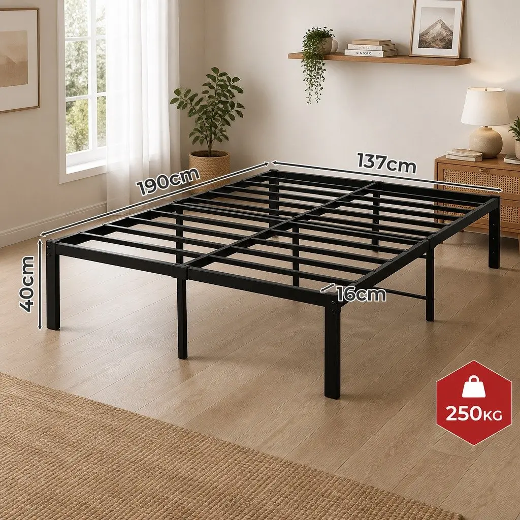 Metal Bed Frame Full Size Heavy Duty Steel Construction with Underneath Storage