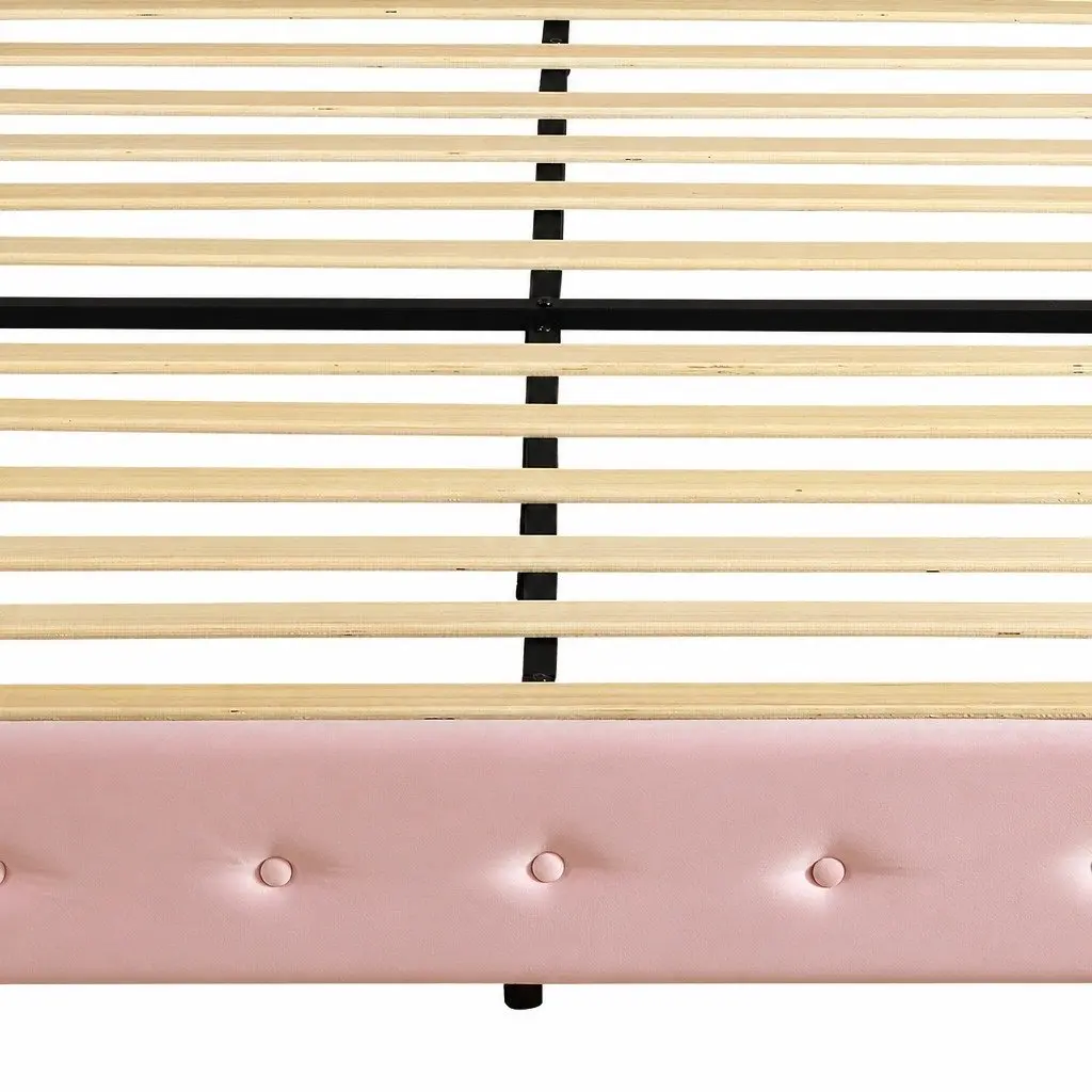Double Floating Bed Frame with LED Light Strips USB Ports Modern Bedroom