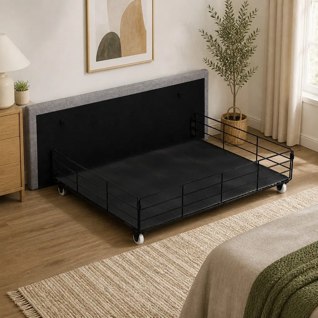 Queen Bed Frame Gray with Ergonomic High Backrest LED Headboard USB Power Outlets and Storage Drawers