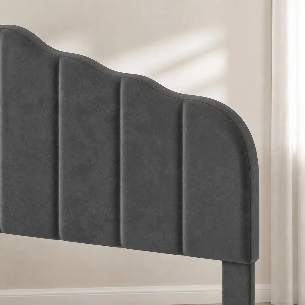 Double Bed Frame Upholstered Platform Base with Under-Bed Storage Space Dark