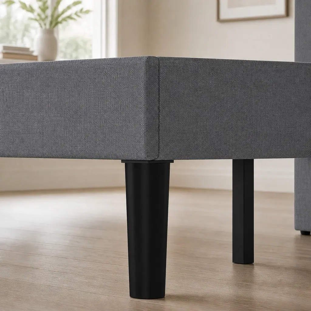 Double Bed Frame Upholstered Platform Base with Under-Bed Storage Space Dark