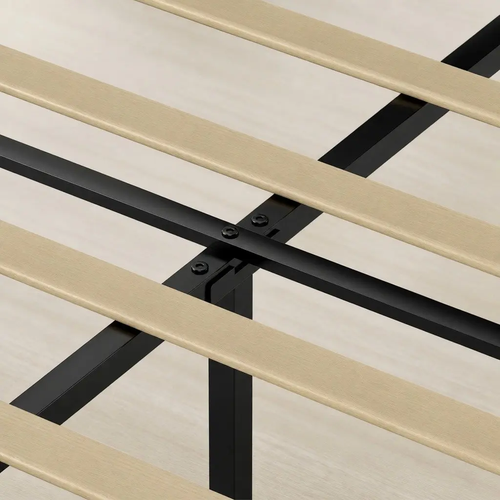 Double Bed Frame Upholstered Platform Base with Under-Bed Storage Space Dark