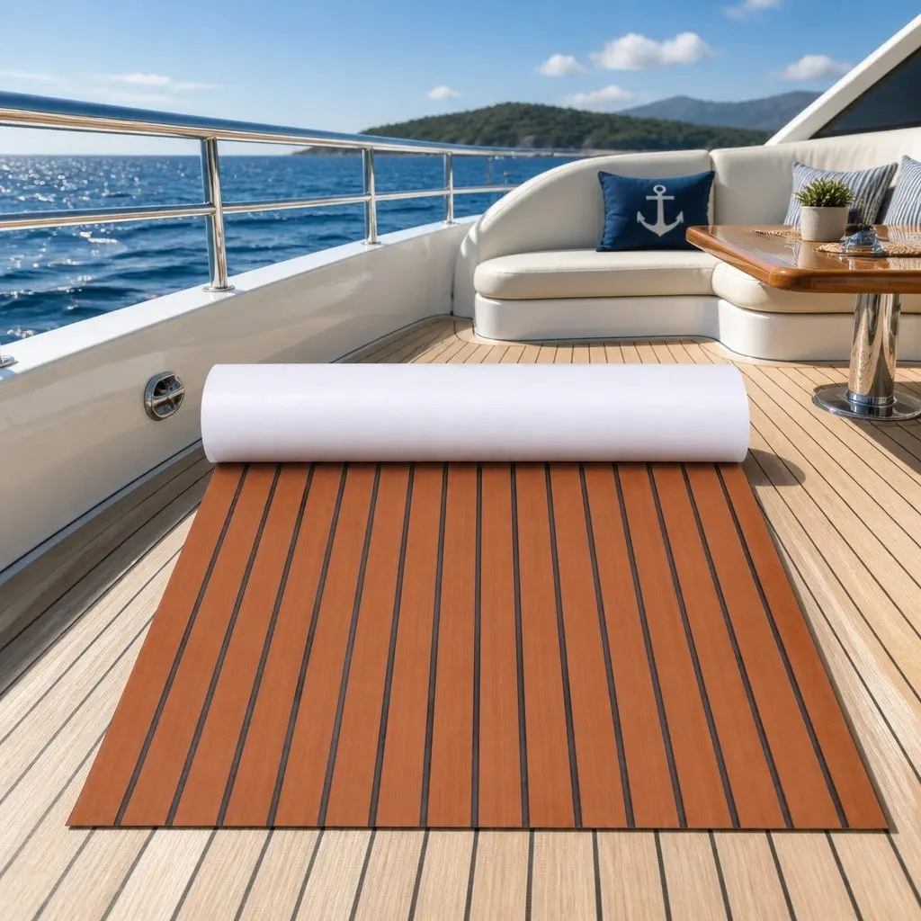 EVA Foam Boat Flooring Mat 240x90cm Anti-Slip Self-Adhesive