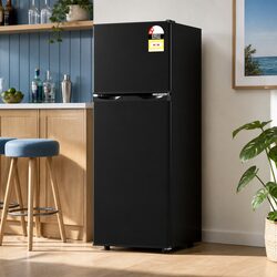 122L Two Door Mini Fridge Freezer Compact Bar Fridge with Ice Cube Tray Black