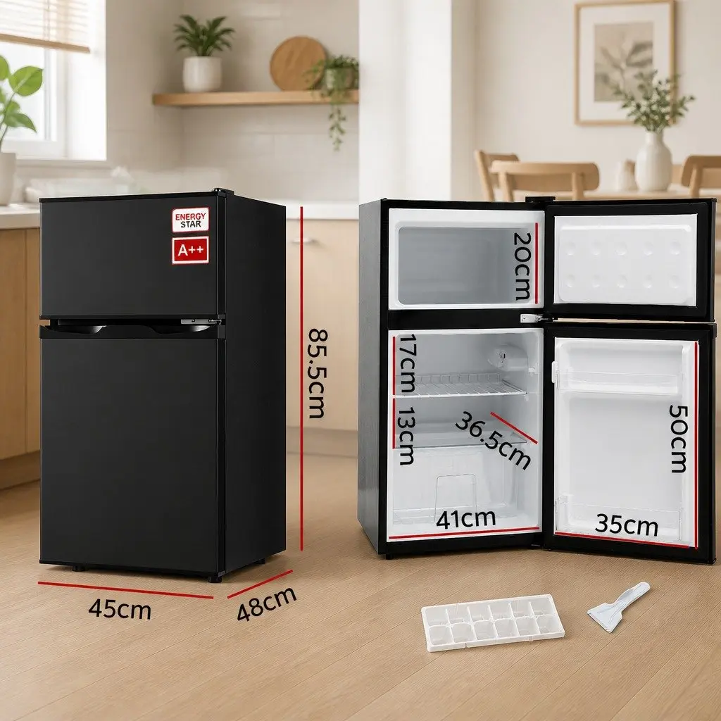 Bar Fridge Mini Freezer Refrigerator 85L Compact Chiller Cooling Appliance Black