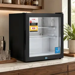 40L Bar Fridge Glass Door Countertop Mini Cooler Beverage Chiller Black