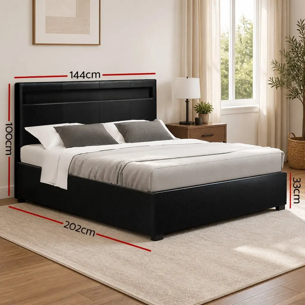 Double Bed Frame and LED Headboard